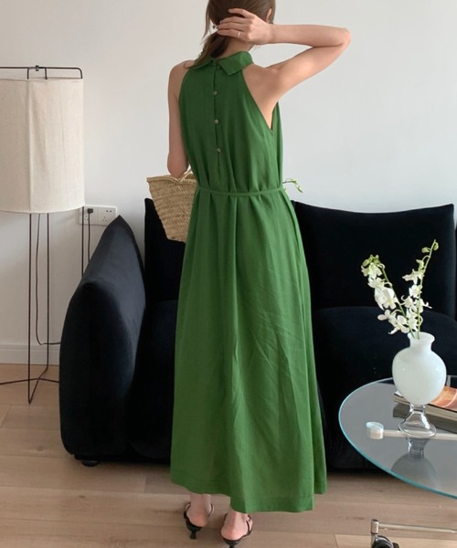 YUGA(ユーガ)の「YUGA_YGMC Korean-style Halter neck dress(ワンピース・レディース・グリーン/オフホワイト・FREE)」の12枚目の写真