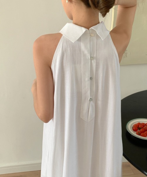YUGA(ユーガ)の「YUGA_YGMC Korean-style Halter neck dress(ワンピース・レディース・グリーン/オフホワイト・FREE)」の4枚目の写真