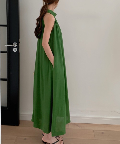 YUGA(ユーガ)の「YUGA_YGMC Korean-style Halter neck dress(ワンピース・レディース・グリーン/オフホワイト・FREE)」の13枚目の写真