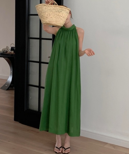 YUGA(ユーガ)の「YUGA_YGMC Korean-style Halter neck dress(ワンピース・レディース・グリーン/オフホワイト・FREE)」の15枚目の写真