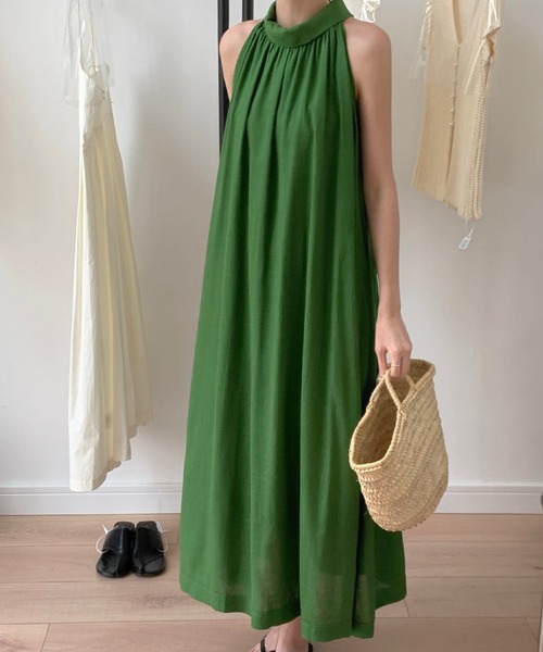 YUGA(ユーガ)の「YUGA_YGMC Korean-style Halter neck dress(ワンピース・レディース・グリーン/オフホワイト・FREE)」の11枚目の写真