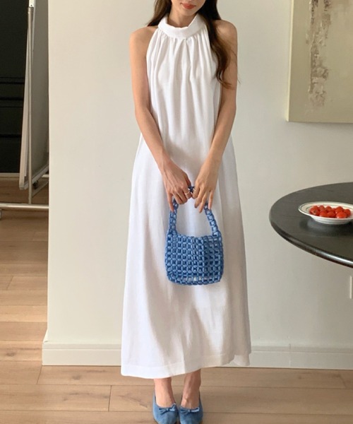 YUGA(ユーガ)の「YUGA_YGMC Korean-style Halter neck dress(ワンピース・レディース・グリーン/オフホワイト・FREE)」の6枚目の写真