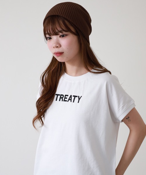 atONE(アットワン)の「ロゴ刺繍ヘビーウェイトTシャツ 半袖(Tシャツ/カットソー・レディース・ブラック/オフホワイト・M)」の1枚目の写真