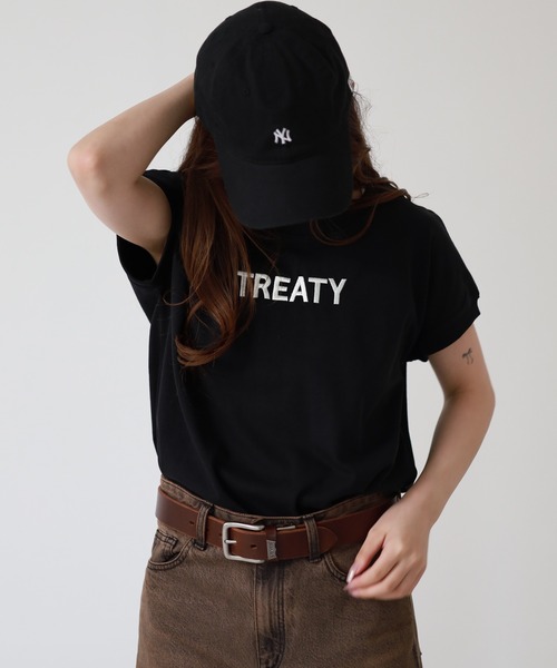atONE(アットワン)の「ロゴ刺繍ヘビーウェイトTシャツ 半袖(Tシャツ/カットソー・レディース・ブラック/オフホワイト・M)」の10枚目の写真