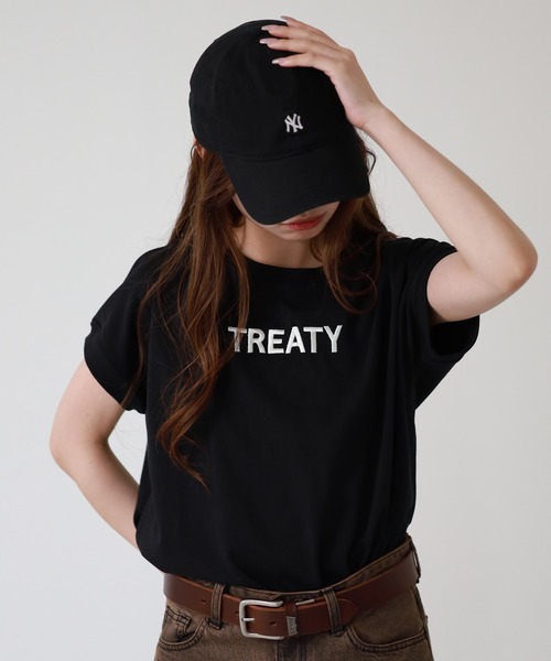 atONE(アットワン)の「ロゴ刺繍ヘビーウェイトTシャツ 半袖(Tシャツ/カットソー・レディース・ブラック/オフホワイト・M)」の12枚目の写真