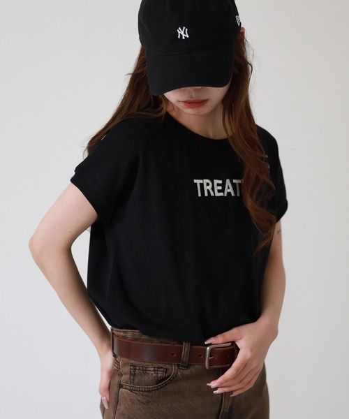 atONE(アットワン)の「ロゴ刺繍ヘビーウェイトTシャツ 半袖(Tシャツ/カットソー・レディース・ブラック/オフホワイト・M)」の13枚目の写真