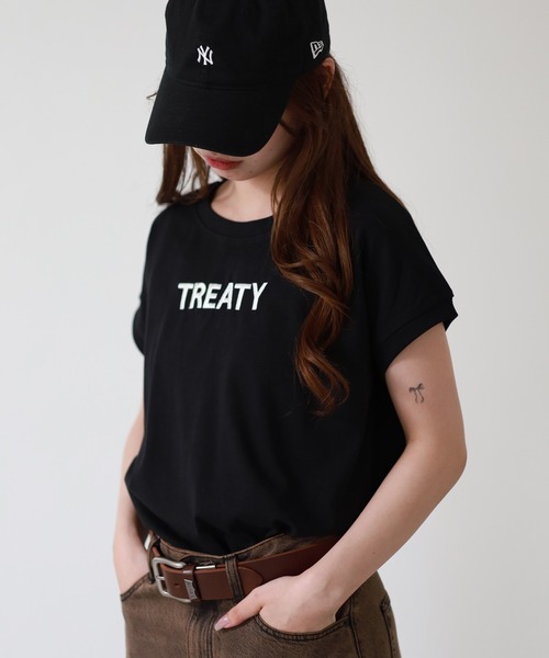atONE(アットワン)の「ロゴ刺繍ヘビーウェイトTシャツ 半袖(Tシャツ/カットソー・レディース・ブラック/オフホワイト・M)」の14枚目の写真