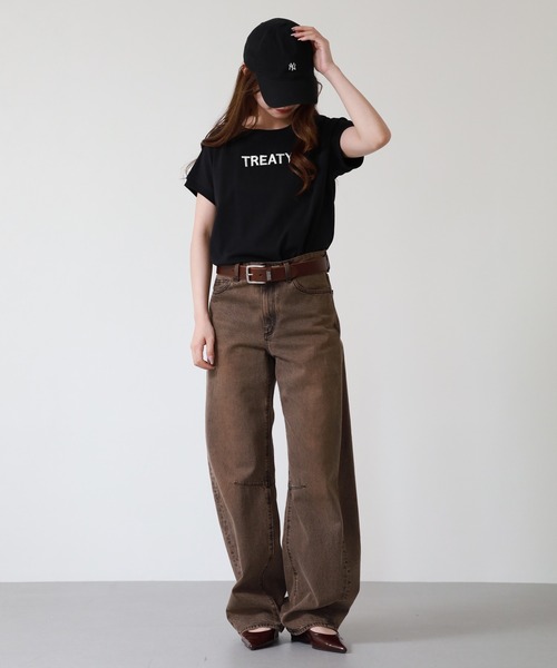 atONE(アットワン)の「ロゴ刺繍ヘビーウェイトTシャツ 半袖(Tシャツ/カットソー・レディース・ブラック/オフホワイト・M)」の15枚目の写真