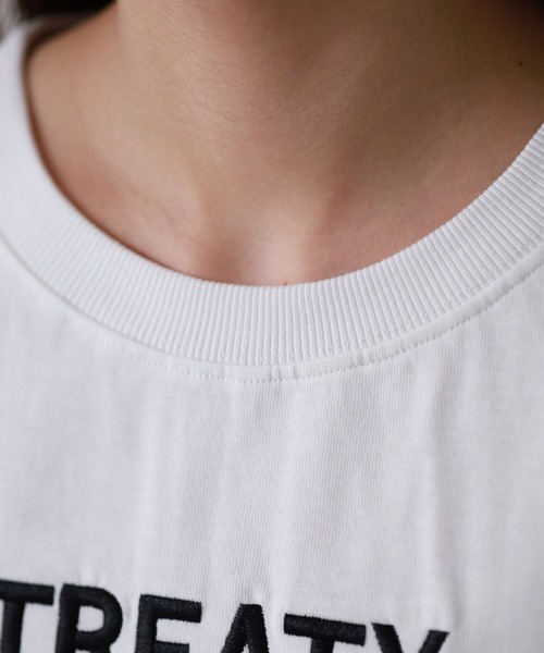 atONE(アットワン)の「ロゴ刺繍ヘビーウェイトTシャツ 半袖(Tシャツ/カットソー・レディース・ブラック/オフホワイト・M)」の19枚目の写真