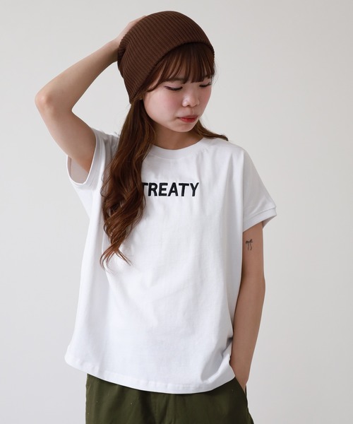 atONE(アットワン)の「ロゴ刺繍ヘビーウェイトTシャツ 半袖(Tシャツ/カットソー・レディース・ブラック/オフホワイト・M)」の3枚目の写真