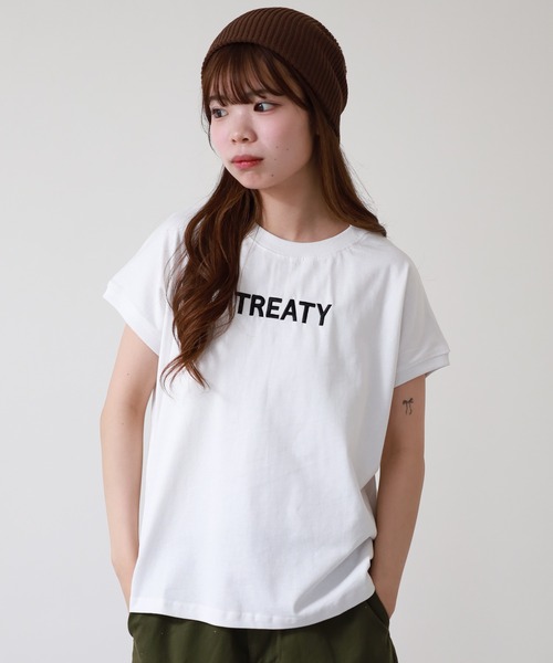 atONE(アットワン)の「ロゴ刺繍ヘビーウェイトTシャツ 半袖(Tシャツ/カットソー・レディース・ブラック/オフホワイト・M)」の4枚目の写真