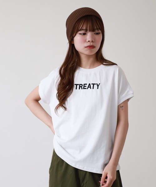 atONE(アットワン)の「ロゴ刺繍ヘビーウェイトTシャツ 半袖(Tシャツ/カットソー・レディース・ブラック/オフホワイト・M)」の5枚目の写真