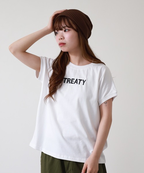 atONE(アットワン)の「ロゴ刺繍ヘビーウェイトTシャツ 半袖(Tシャツ/カットソー・レディース・ブラック/オフホワイト・M)」の6枚目の写真