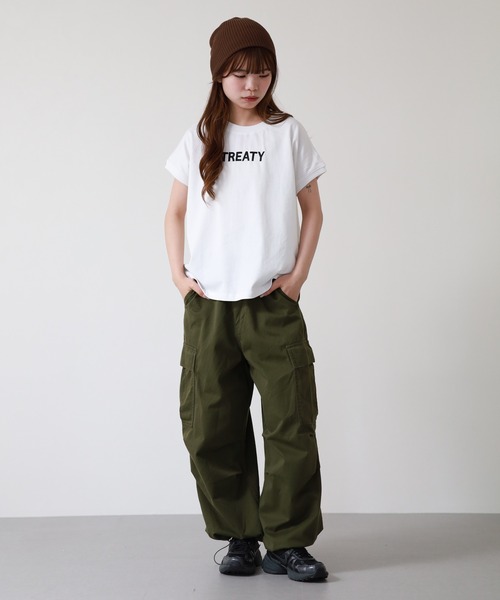 atONE(アットワン)の「ロゴ刺繍ヘビーウェイトTシャツ 半袖(Tシャツ/カットソー・レディース・ブラック/オフホワイト・M)」の8枚目の写真