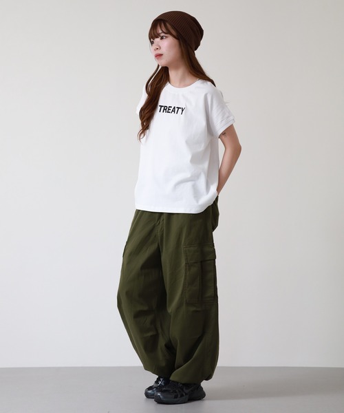 atONE(アットワン)の「ロゴ刺繍ヘビーウェイトTシャツ 半袖(Tシャツ/カットソー・レディース・ブラック/オフホワイト・M)」の9枚目の写真