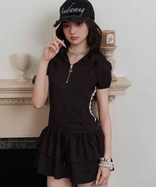 セール】Double frill mini dress（ワンピース）｜andwang（アンドワン
