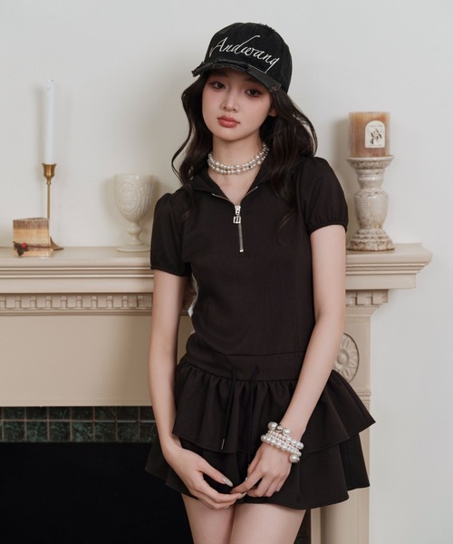 andwang(アンドワン)の「Double frill mini dress(ワンピース・レディース・ブラック・SMALL)」の5枚目の写真