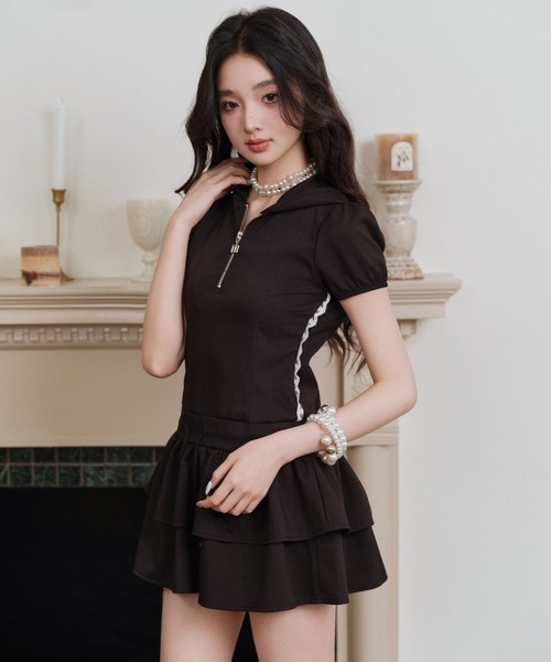 andwang(アンドワン)の「Double frill mini dress(ワンピース・レディース・ブラック・SMALL)」の20枚目の写真
