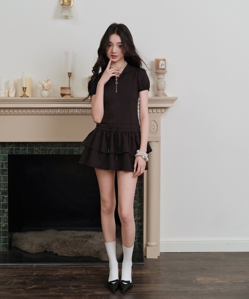 andwang(アンドワン)の「Double frill mini dress(ワンピース・レディース・ブラック・SMALL)」の17枚目の写真