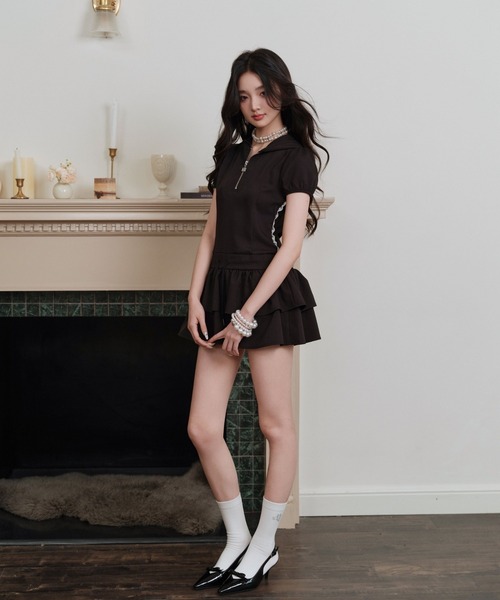 andwang(アンドワン)の「Double frill mini dress(ワンピース・レディース・ブラック・SMALL)」の18枚目の写真