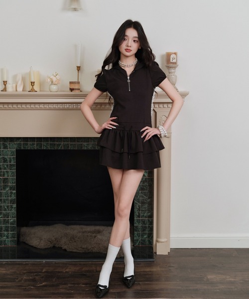 andwang(アンドワン)の「Double frill mini dress(ワンピース・レディース・ブラック・SMALL)」の19枚目の写真