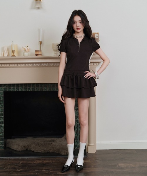 andwang(アンドワン)の「Double frill mini dress(ワンピース・レディース・ブラック・SMALL)」の11枚目の写真