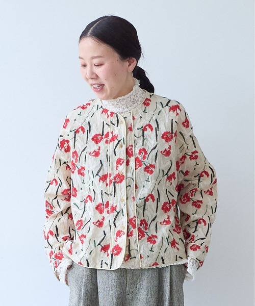 yuni(ユニ )の「Cotton Nylon sheer blooming embroidery haori blouse(シャツ/ブラウス・レディース・レッド/チャコールグレー/ベージュ・FREE)」の17枚目の写真
