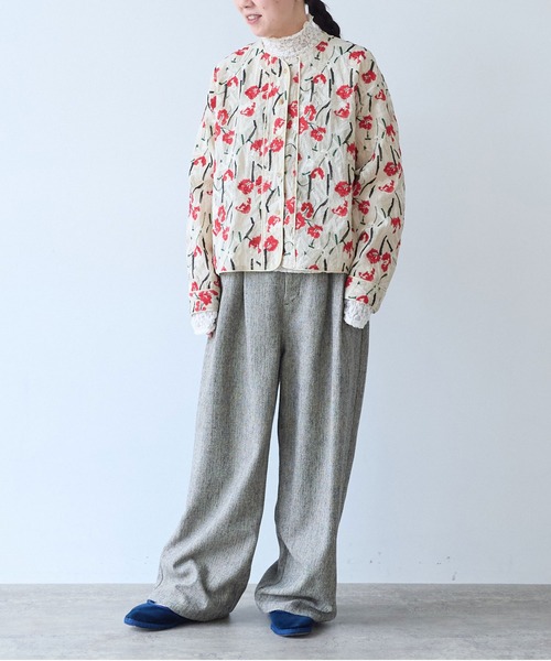 yuni(ユニ )の「Cotton Nylon sheer blooming embroidery haori blouse(シャツ/ブラウス・レディース・レッド/チャコールグレー/ベージュ・FREE)」の12枚目の写真