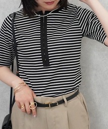 配色ヘンリーネックTシャツ