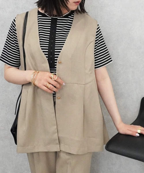 SELECT LEVERY(セレクトリベリー)の「配色ヘンリーネックTシャツ(Tシャツ/カットソー・レディース・チャコール/アイボリー/モカ/ブラック・MEDIUM)」の16枚目の写真