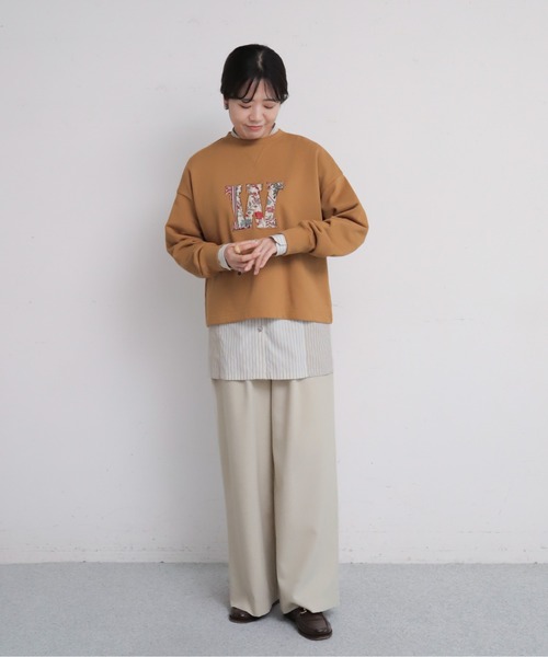 NOMBRE IMPAIR（ノンブルアンペール）の「ロゴワッペン付き裏毛　クルーネックプルオーバー（Tシャツ/カットソー・レディース・ベージュ/キャメル・FREE）」の10枚目の写真
