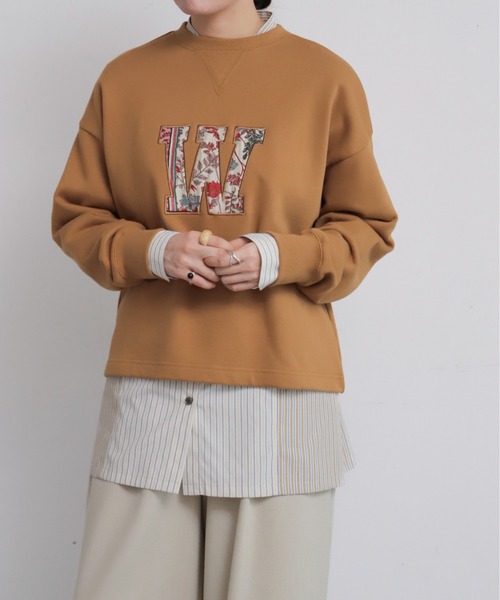 NOMBRE IMPAIR（ノンブルアンペール）の「ロゴワッペン付き裏毛　クルーネックプルオーバー（Tシャツ/カットソー・レディース・ベージュ/キャメル・FREE）」の14枚目の写真