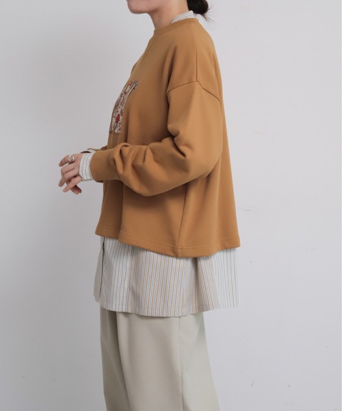 NOMBRE IMPAIR（ノンブルアンペール）の「ロゴワッペン付き裏毛　クルーネックプルオーバー（Tシャツ/カットソー・レディース・ベージュ/キャメル・FREE）」の13枚目の写真
