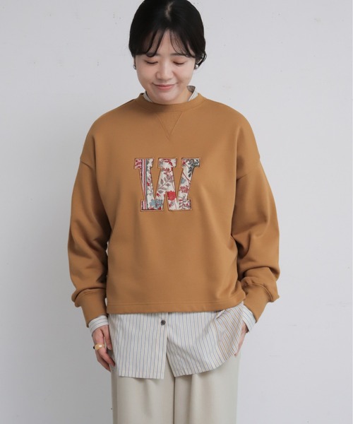 NOMBRE IMPAIR（ノンブルアンペール）の「ロゴワッペン付き裏毛　クルーネックプルオーバー（Tシャツ/カットソー・レディース・ベージュ/キャメル・FREE）」の16枚目の写真