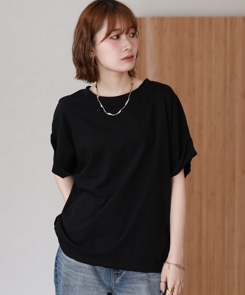 FUNALIVE(ファンアライブ)の「立体ドルマンスリーブTシャツ 半袖(Tシャツ/カットソー・レディース・ブラック/カーキ/ホワイト・LL~3L/M~L)」の18枚目の写真