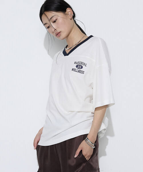 COMME CA Wardrobe(コムサワードローブ)の「ヴィンテージレアルツイストライト プリントTシャツ(Tシャツ/カットソー・レディース・ミント/ネイビー/オフホワイト・FREE)」の1枚目の写真
