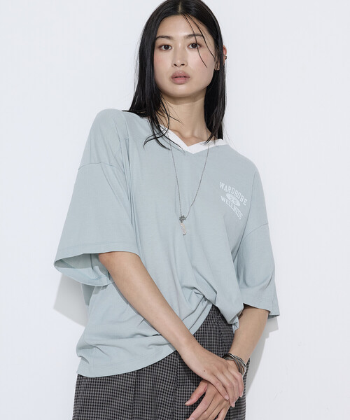 COMME CA Wardrobe(コムサワードローブ)の「ヴィンテージレアルツイストライト プリントTシャツ(Tシャツ/カットソー・レディース・ミント/ネイビー/オフホワイト・FREE)」の2枚目の写真