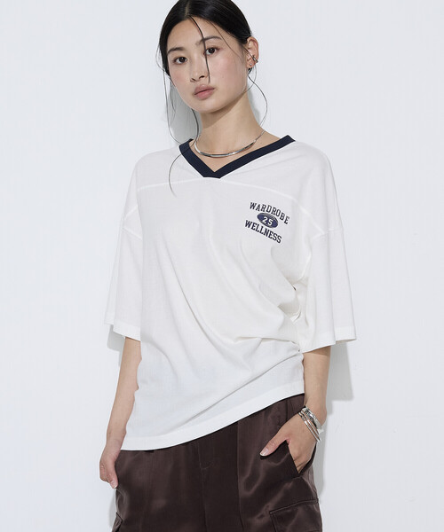 COMME CA Wardrobe(コムサワードローブ)の「ヴィンテージレアルツイストライト プリントTシャツ(Tシャツ/カットソー・レディース・ミント/ネイビー/オフホワイト・FREE)」の6枚目の写真