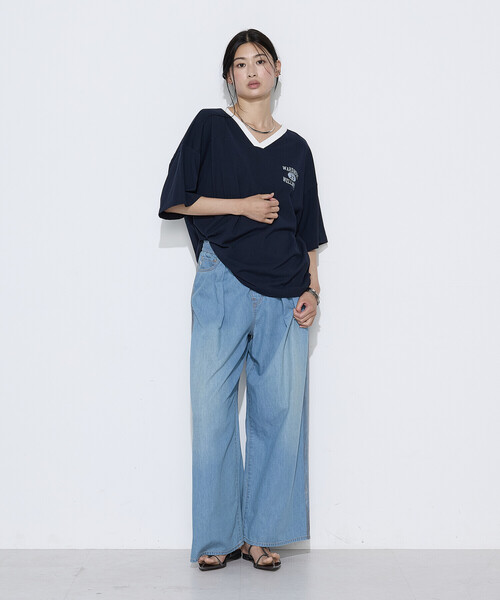 COMME CA Wardrobe(コムサワードローブ)の「ヴィンテージレアルツイストライト プリントTシャツ(Tシャツ/カットソー・レディース・ミント/ネイビー/オフホワイト・FREE)」の11枚目の写真