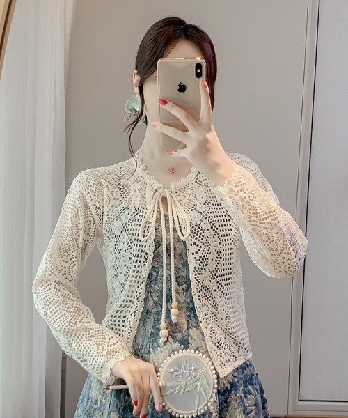 LUCPY(ラクピー)の「クロシェレースシアーカーディガン(カーディガン/ボレロ・レディース・ホワイト・X-LARGE/LARGE/MEDIUM/XX-LARGE)」の1枚目の写真