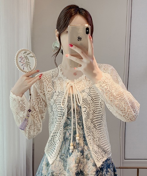 LUCPY(ラクピー)の「クロシェレースシアーカーディガン(カーディガン/ボレロ・レディース・ホワイト・X-LARGE/LARGE/MEDIUM/XX-LARGE)」の2枚目の写真