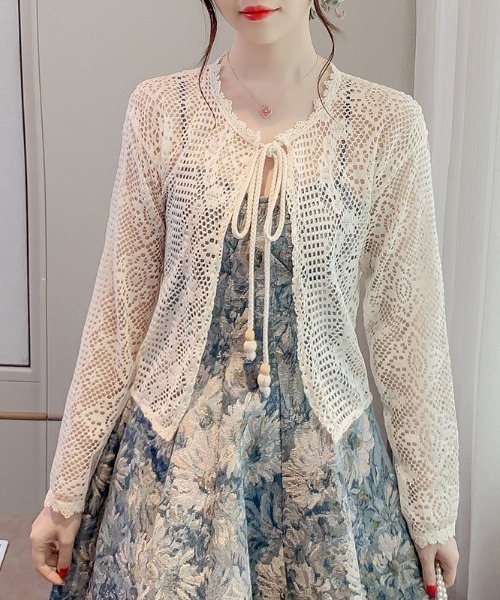 LUCPY(ラクピー)の「クロシェレースシアーカーディガン(カーディガン/ボレロ・レディース・ホワイト・X-LARGE/LARGE/MEDIUM/XX-LARGE)」の3枚目の写真