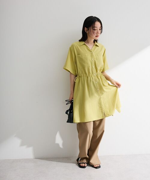 Green Parks(グリーンパークス)の「ウエストリボンミディ丈ワンピース(シャツワンピース・レディース・ベージュ/グリーン系その他3/ブルー系その他6/ブラック/ブラウン系その他4・FREE)」の15枚目の写真
