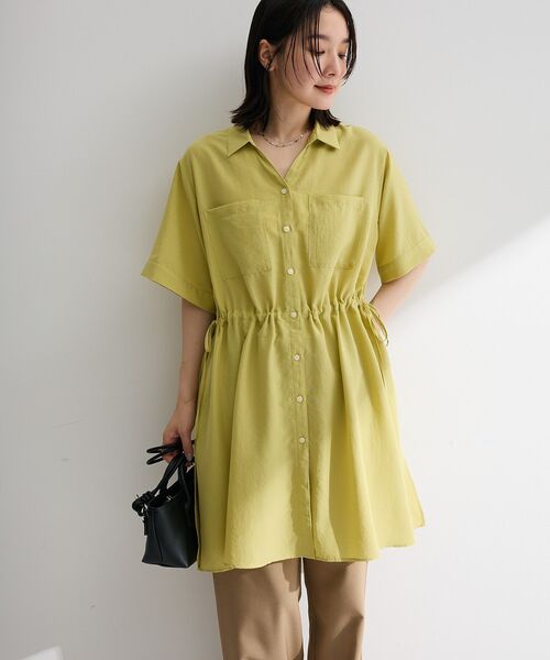 Green Parks(グリーンパークス)の「ウエストリボンミディ丈ワンピース(シャツワンピース・レディース・ベージュ/グリーン系その他3/ブルー系その他6/ブラック/ブラウン系その他4・FREE)」の18枚目の写真