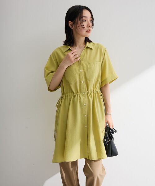 Green Parks(グリーンパークス)の「ウエストリボンミディ丈ワンピース(シャツワンピース・レディース・ベージュ/グリーン系その他3/ブルー系その他6/ブラック/ブラウン系その他4・FREE)」の19枚目の写真