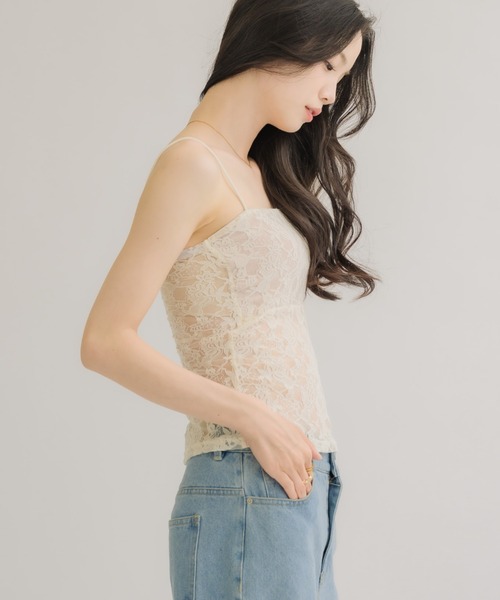 NEUNA（ヌナ）の「【大人女性にオススメ◎】カップ付きオールレースキャミ（キャミソール・レディース・ブラック/アイボリー・FREE）」の21枚目の写真