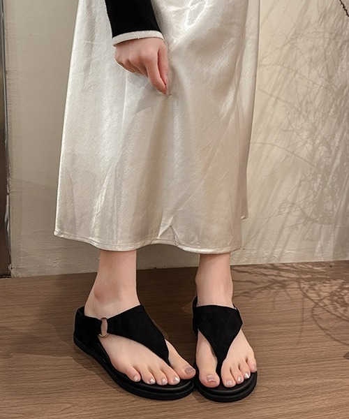 gossip！ロサンゼルス（ゴシップロサンゼルス）の「【Y2Kガーリー】レトロウェッジトングサンダル ミュールサンダル（サンダル・レディース・ベージュ/ブラック・L/S/M/XL）」の12枚目の写真