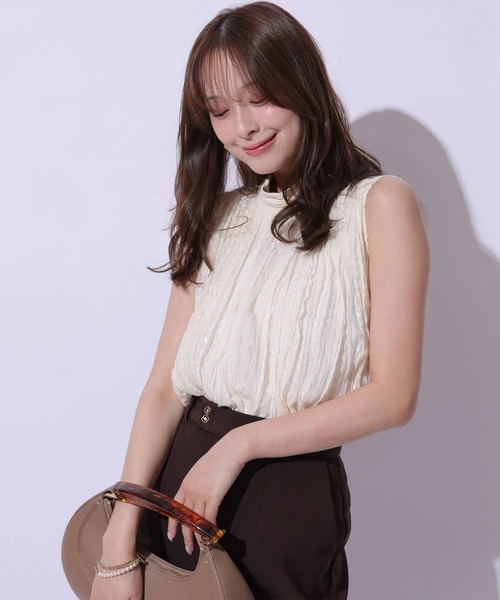 Mystrada(マイストラーダ)の「プリーツアメスリブラウス(シャツ/ブラウス・レディース・ブラック/ピンク/ベージュ系その他・36/38)」の8枚目の写真