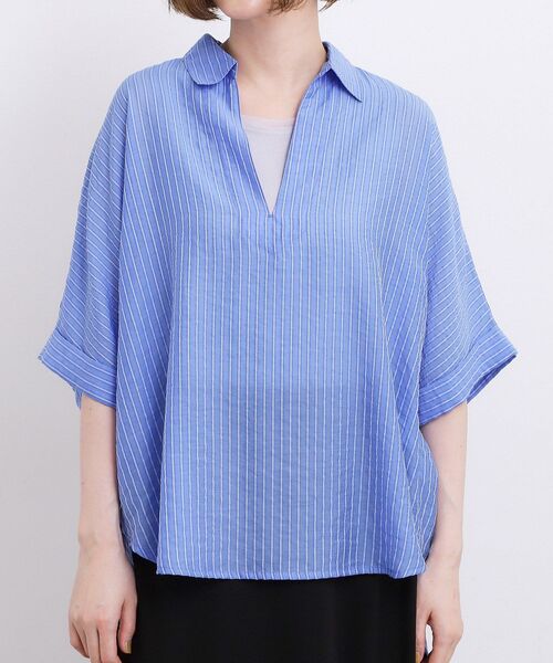 grove(グローブ)の「【洗濯機◎・体型カバー】ON/OFF使える、シアースキッパーシャツ(シャツ/ブラウス・レディース・オフホワイト/ブルー/ブラウン系その他/ブラック・02)」の11枚目の写真