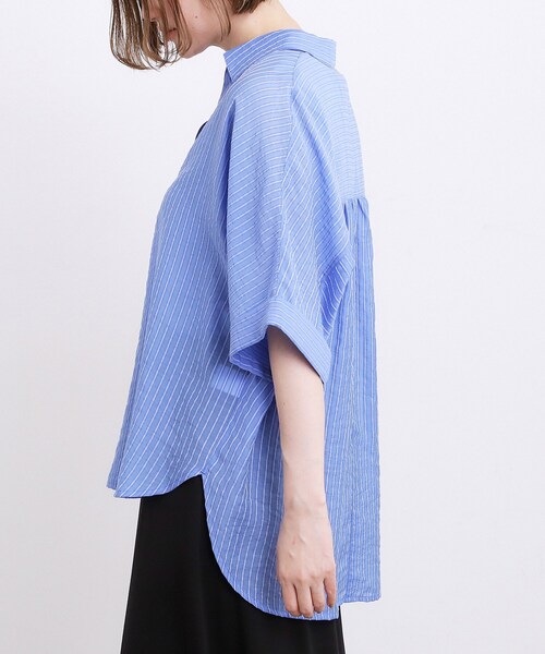 grove(グローブ)の「【洗濯機◎・体型カバー】ON/OFF使える、シアースキッパーシャツ(シャツ/ブラウス・レディース・オフホワイト/ブルー/ブラウン系その他/ブラック・02)」の12枚目の写真